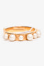 Fendi Gold Tone Faux Pearl Logo Bangle Size S