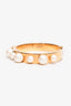 Fendi Gold Tone Faux Pearl Logo Bangle Size S