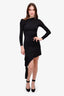 Helmut Lang Black Long Sleeve Asymmetric Dress Size S