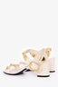 Valentino Cream Calfskin Roman Stud 60mm Sandals Size 39.5