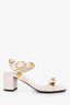 Valentino Cream Calfskin Roman Stud 60mm Sandals Size 39.5