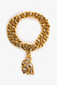 Miu Miu Gold-Toned Woven Leather Crystal Pendant Necklace