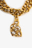 Miu Miu Gold-Toned Woven Leather Crystal Pendant Necklace