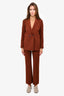 Sandro Brick Red Blazer + Trouser Suit Set Size 36