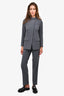 St. John Slate Grey Blazer + Trouser Suit Set Size 36