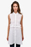 McQ White Sleeveless Button Down Ruffle Detail Tunic Size 4