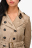 Burberry Brit Beige Nylon Double Breasted Jacket Size 2 US