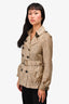 Burberry Brit Beige Nylon Double Breasted Jacket Size 2 US