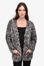 Saint Laurent Grey Mohair Leopard Print Long Sleeve Cardigan Size M