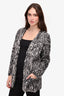 Saint Laurent Grey Mohair Leopard Print Long Sleeve Cardigan Size M