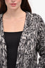 Saint Laurent Grey Mohair Leopard Print Long Sleeve Cardigan Size M