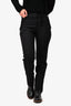 Burberry Black Wool Silk Striped Straight Legged Pants Size 4 US