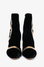 Dries Van Noten Black Velvet Gold Patterned Ankle Boots Size 39.5