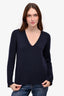 Helmut Lang Navy Wool/Cashmere V-Neck Long Sleeve Sweater Size S