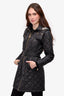 Burberry London Black Diamond Quilted Coat with Belt Size S