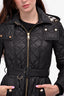 Burberry London Black Diamond Quilted Coat with Belt Size S