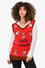 Gucci Red Wool Blend 'Gucci Hawaii' Sleeveless Vest