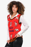 Gucci Red Wool Blend 'Gucci Hawaii' Sleeveless Vest