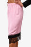 N21 Pink/Black Satin/Lace Trim Midi Skirt Size 36