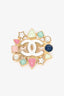 Pre-Loved Chanel™ Gold Tone/Multicolour 'CC' Brooch