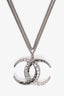 Pre-Loved Chanel™ 2015 Silver Toned Dubai Moon Crystal CC Pendant Necklace