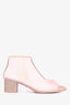 Pre-Loved Chanel™ Pink/Taupe Mesh Camellia Flower Ankle Heel Boots Size 37