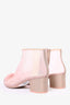 Pre-Loved Chanel™ Pink/Taupe Mesh Camellia Flower Ankle Heel Boots Size 37