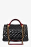 Pre-Loved Chanel™ 2014 Black Quilted Crinkled Leather Red 'Castle Rock' Top Handle