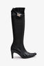 Pre-Loved Chanel™ Vintage Black Leather Heeled Knee High Boots Size 41 (As Is)