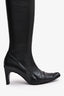 Pre-Loved Chanel™ Vintage Black Leather Heeled Knee High Boots Size 41 (As Is)