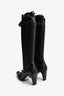 Pre-Loved Chanel™ Vintage Black Leather Heeled Knee High Boots Size 41 (As Is)