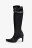 Pre-Loved Chanel™ Vintage Black Leather Heeled Knee High Boots Size 41 (As Is)