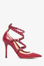 Valentino Red/Nude Leather Pointed Strappy Heels Size 36