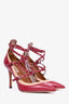 Valentino Red/Nude Leather Pointed Strappy Heels Size 36