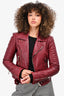 Balenciaga Maroon Leather Biker Jacket Size 36