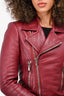 Balenciaga Maroon Leather Biker Jacket Size 36