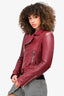 Balenciaga Maroon Leather Biker Jacket Size 36