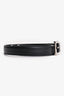 Saint Laurent Black Leather/Silver Cassandre Belt Size 75