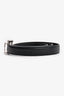 Saint Laurent Black Leather/Silver Cassandre Belt Size 75