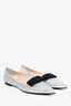 Jimmy Choo Silver Glitter Pointed Bow Flats Size 37