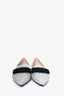 Jimmy Choo Silver Glitter Pointed Bow Flats Size 37