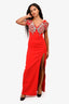 David Koma Red Crystal Butterfly Embellished Gown Size 8