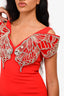 David Koma Red Crystal Butterfly Embellished Gown Size 8