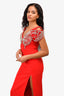 David Koma Red Crystal Butterfly Embellished Gown Size 8