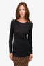 Balmain Black Wool/Silk Top with Gold Buttons Size 36