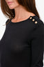 Balmain Black Wool/Silk Top with Gold Buttons Size 36