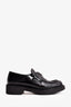 Prada Black Shiny Leather Plaque Loafers Size 40