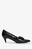 Saint Laurent Black Patent Bow Detail Kitten Heels Size 38