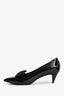 Saint Laurent Black Patent Bow Detail Kitten Heels Size 38