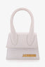 Jacquemus White Leather Mini Le Chiquito Top Handle with Strap